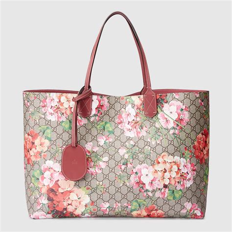 gucci reversible gg blooms large leather tote|Gucci gg supreme reversible tote.